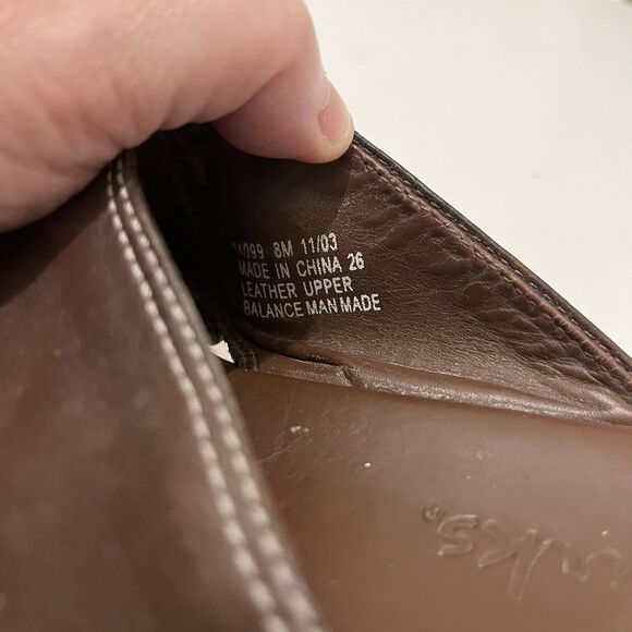 Clarks Criss Cross Brown Leather Slip On Slides Sandals Womens Size 8M VTG 2003 - Picture 11 of 13